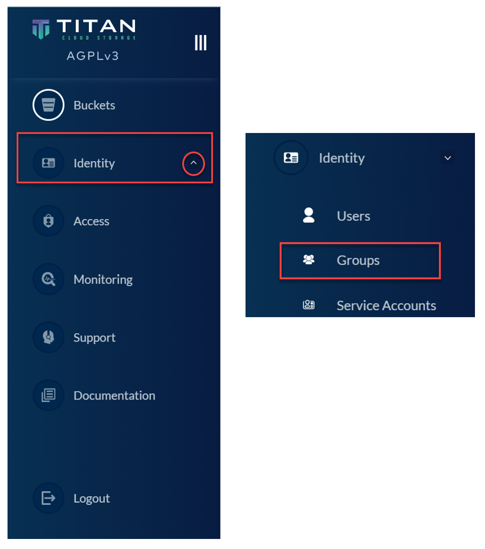 Groups Setup Titan Cloud Storage